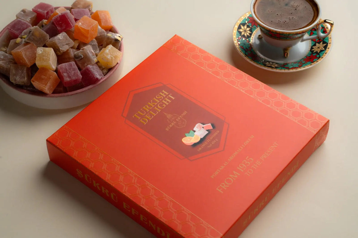 Sukru Efendi 1935 | Turkish Delight Square Box Orange Flavored - TryAladdin