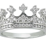 Taki | Queen King Crown Silver Ring with Stones - TryAladdin