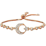 Taki | Silver Ladies Bracelet Flexible Lock with Moon Star Stones - TryAladdin