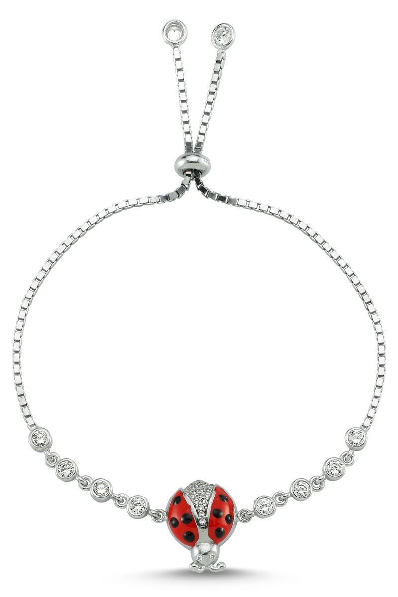 Taki | Silver Bracelet with Ladybug and Stones - TryAladdin