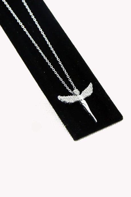 Taki | Silver Plated Zircon Stone Fairy Model Angel Necklace - TryAladdin