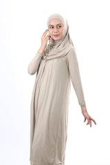 Teenage Size 12 - 15 Years Old Mink One Piece Women's Prayer Dress with Headscarf - TryAladdin