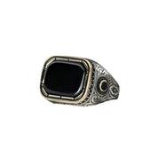 Tesbihevim | Men's Silver Ring with Onyx Stone - TryAladdin