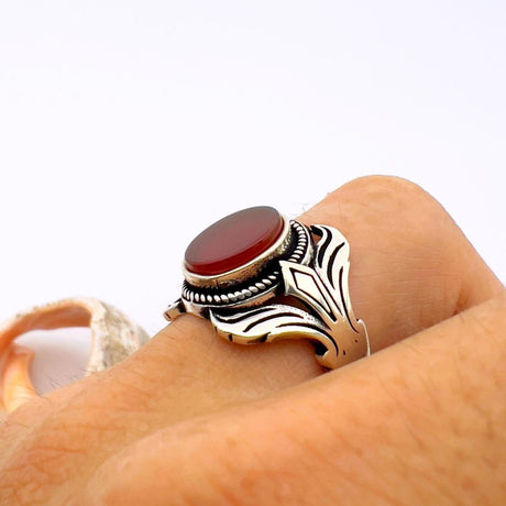 Turkish Handmade Red Agate Stone Ring - TryAladdin