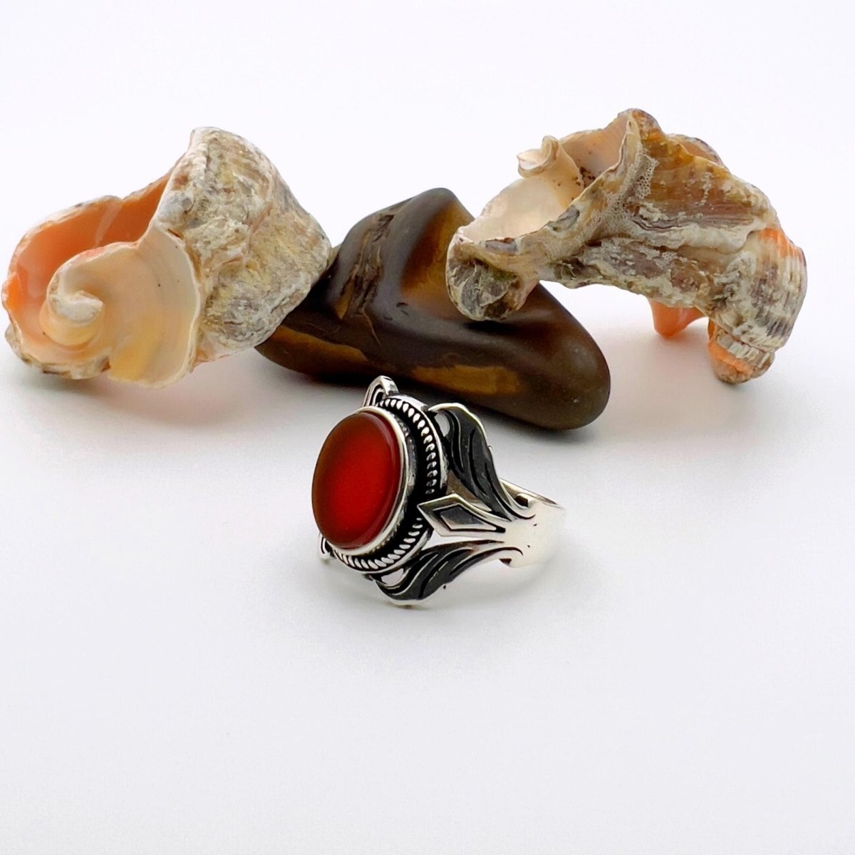 Turkish Handmade Red Agate Stone Ring - TryAladdin