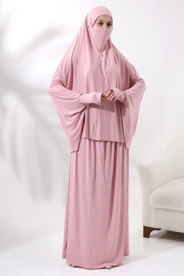 Two Piece Practical Prayer Dress Pink - TryAladdin