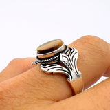 Unisex Tiger's Eye Silver Ring - TryAladdin