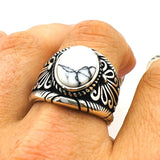 White Turquoise Stone Men's Ring - TryAladdin