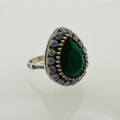 Women's Emerald Silver Ring - TryAladdin