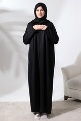 Women's One Piece Zippered Prayer Dress with Headscarf Black - TryAladdin