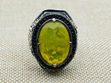 Yellow Tourmaline Men's Silver Ring - TryAladdin