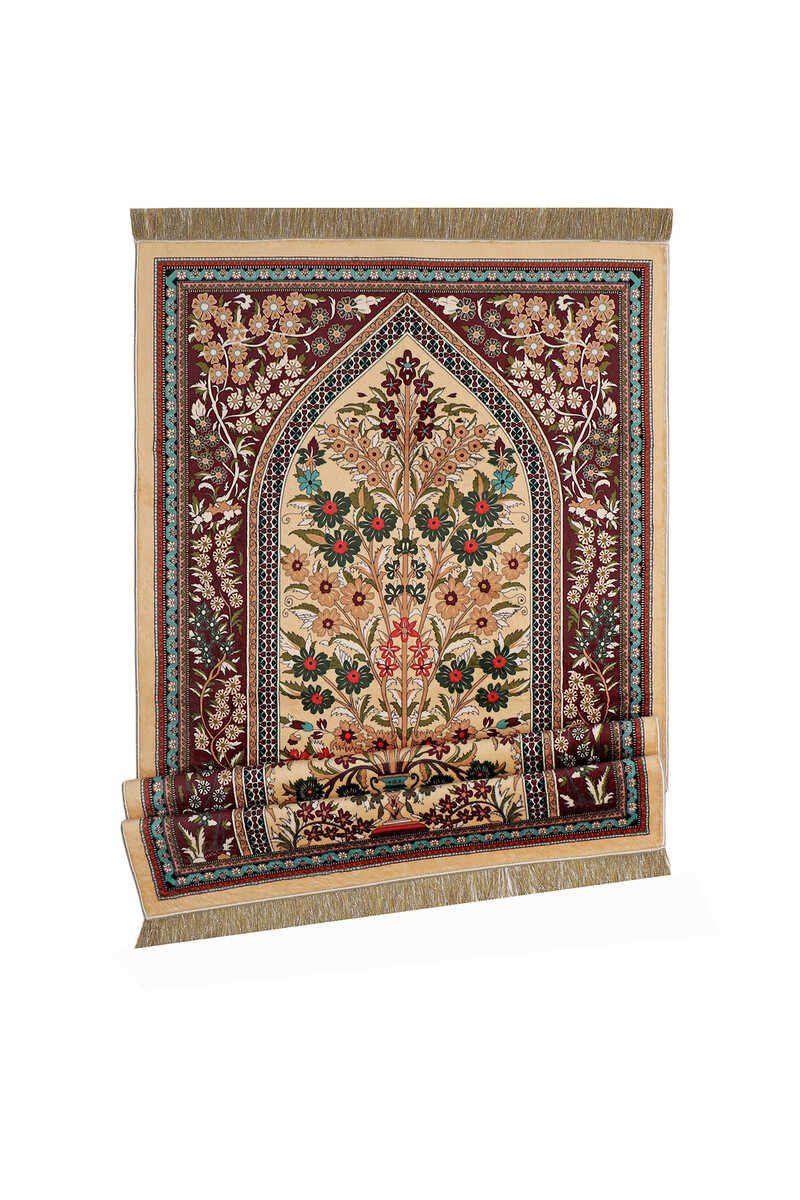 Bursa Ipek | Camel Bamboo Carpet Prayer Rug - TryAladdin