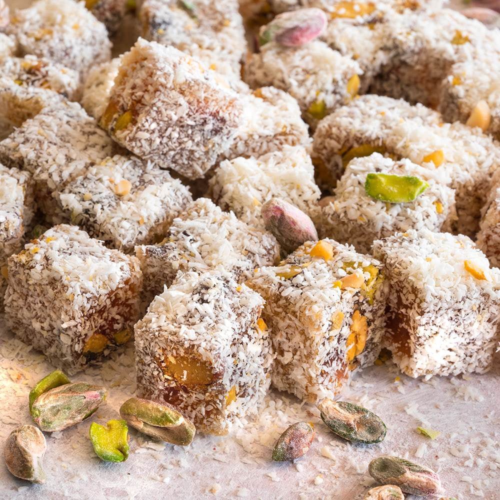 Haci Bekir Exclusive Turkish Delight with Pistachio and Coconut - Unique Consistency Lokums - TryAladdin