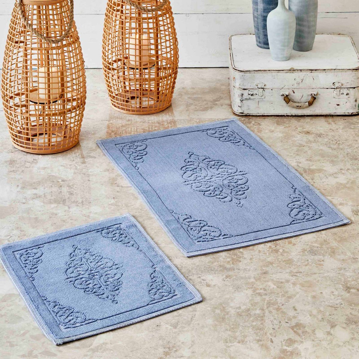 Karaca Home Milly Blue 2 - Piece Doormat Set - TryAladdin