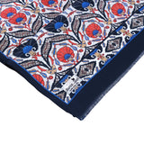 Karanfil Elegant Silk Scarf in Black, Orange & Blue - TryAladdin