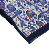 Lale Elegant Silk Scarf in Blue, Red & Cream - TryAladdin