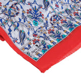 Lale Elegant Silk Scarf in Turquoise, Red & Blue - TryAladdin