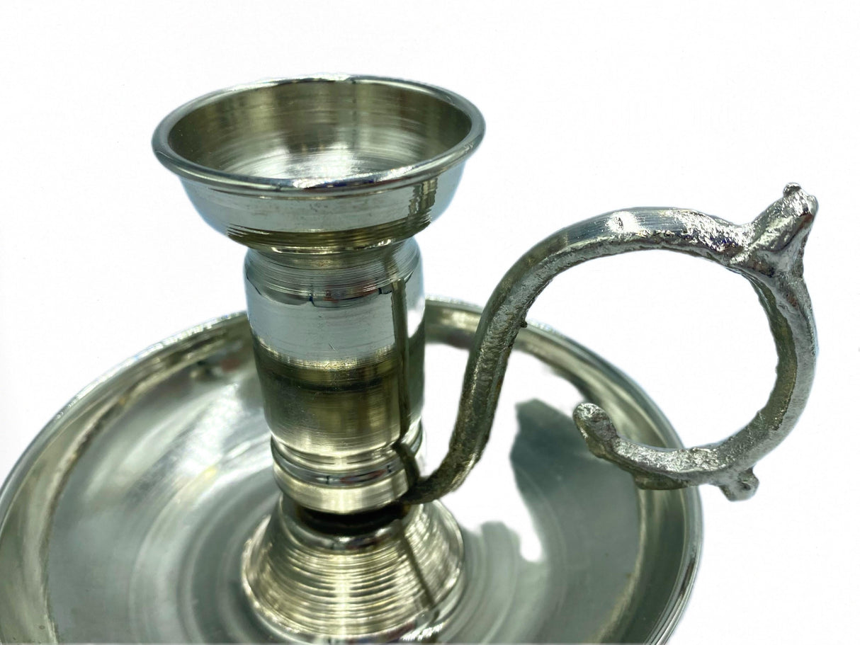 Lavina | Copper Traditional Candle Holder Silver Color (9 cm) - TryAladdin