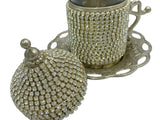 Lavina | Turkish Tea Cup with Lid Swarovski Stone Design - TryAladdin