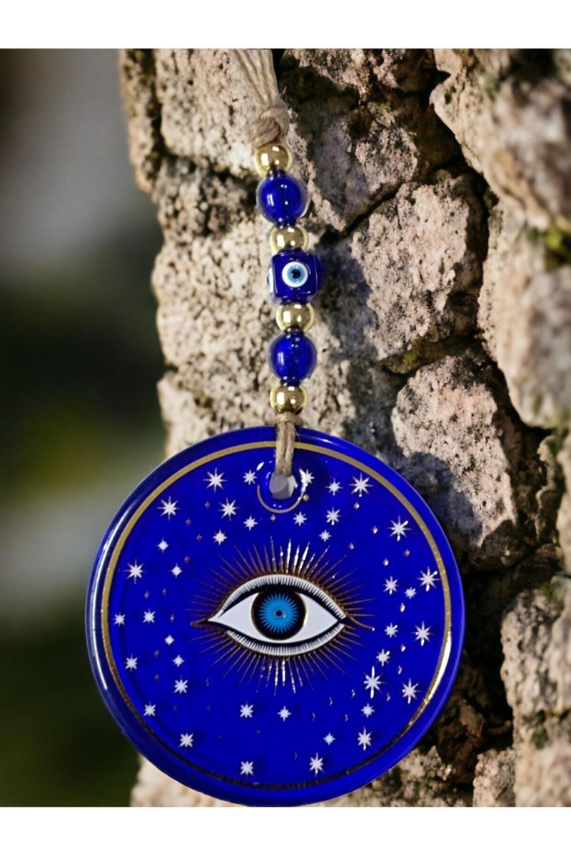 Blue Star Embroidered Eye Model Wall Ornament Nazar Bead - TryAladdin