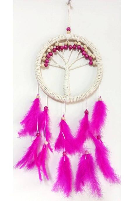 Fuchsia Bird Furry Life Tree Dream Catcher Wall Ornament - TryAladdin