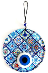 Mandala Patterned Nazar Bead With Fusion Glass Wall Ornament - TryAladdin