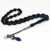 Tesbihevim | Amber Tasbih in Black with Silver Kazaz Tassel - TryAladdin