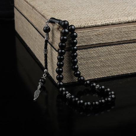 Tesbihevim | Oltu Stone Tasbih with Silver Tassel - TryAladdin